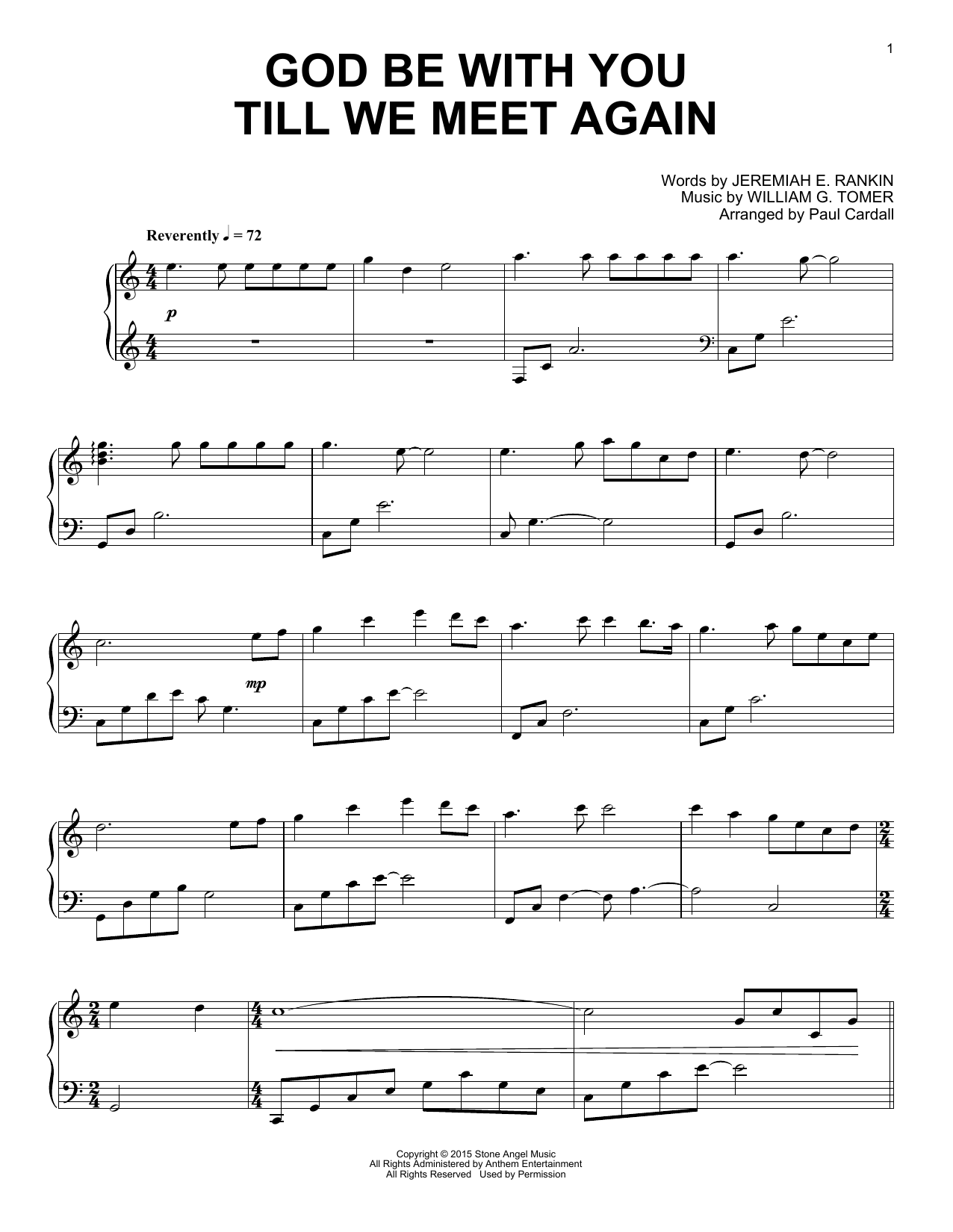 Download Paul Cardall God Be With You Till We Meet Again Sheet Music and learn how to play Piano Solo PDF digital score in minutes