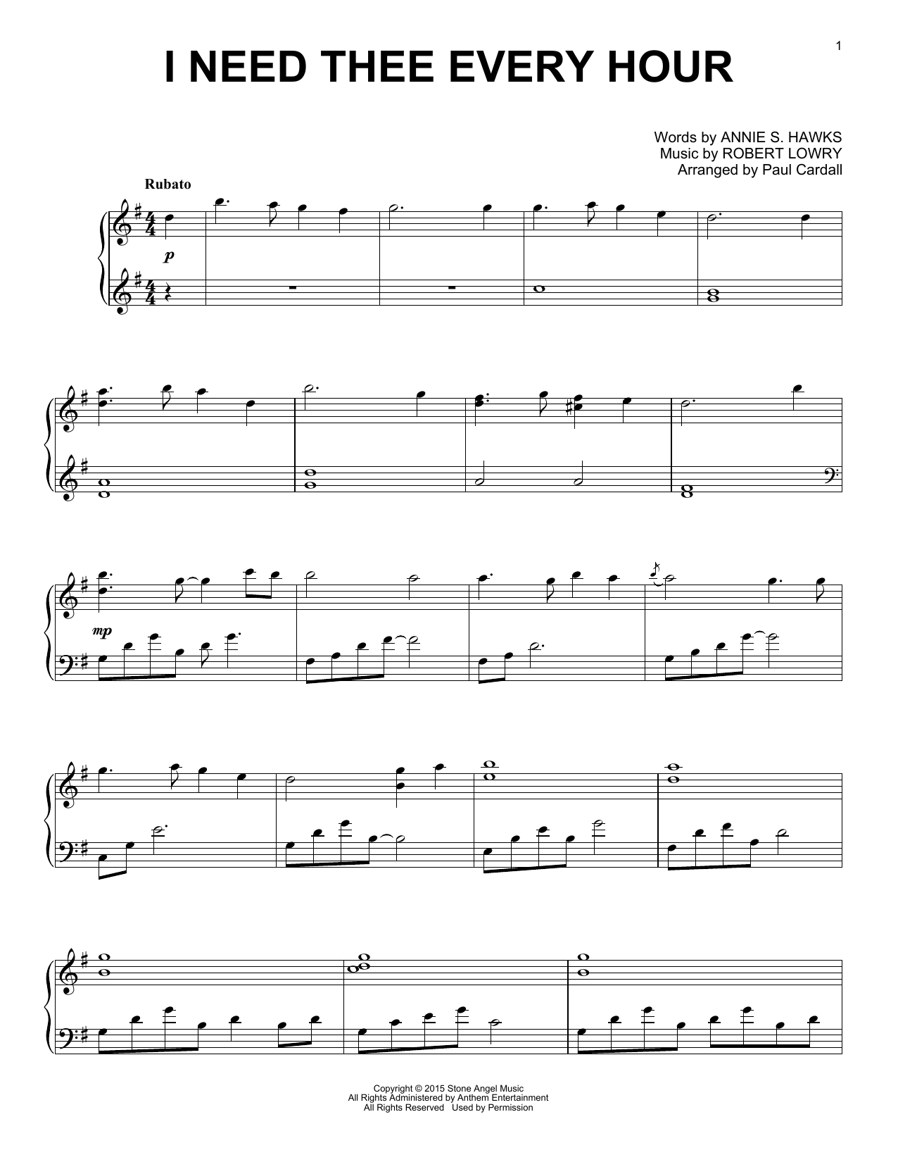 Download Paul Cardall I Need Thee Every Hour Sheet Music and learn how to play Piano Solo PDF digital score in minutes