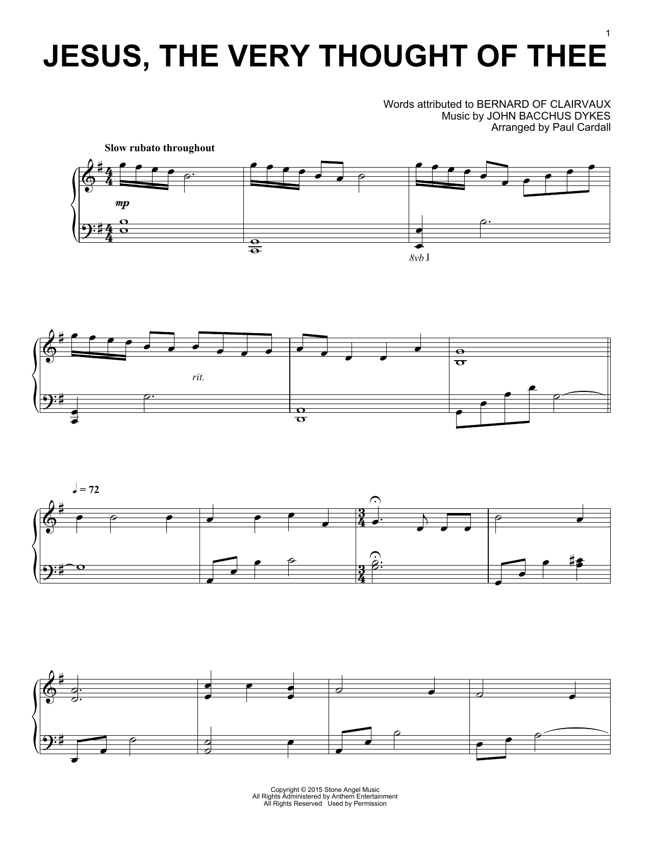 Download Paul Cardall Jesus, The Very Thought Of Thee Sheet Music and learn how to play Piano Solo PDF digital score in minutes