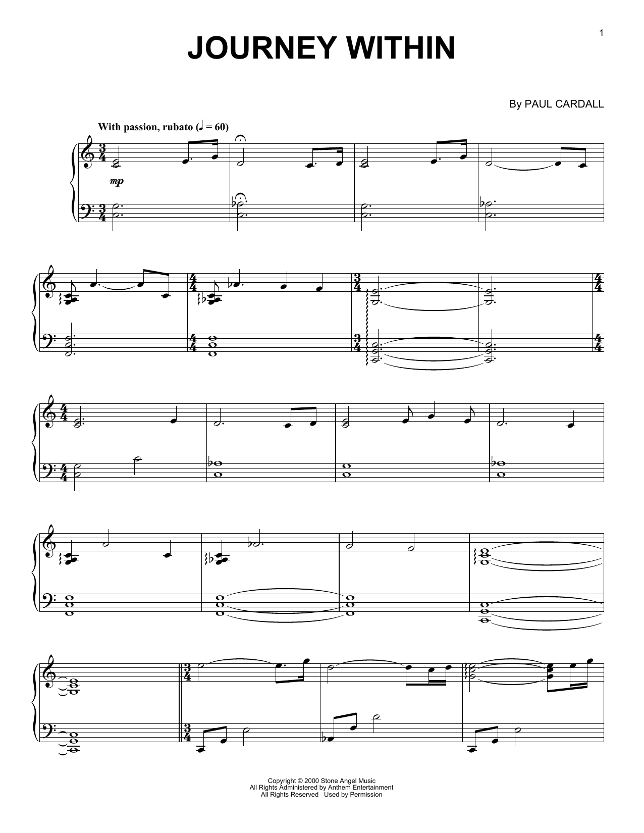 Download Paul Cardall Journey Within Sheet Music and learn how to play Piano Solo PDF digital score in minutes
