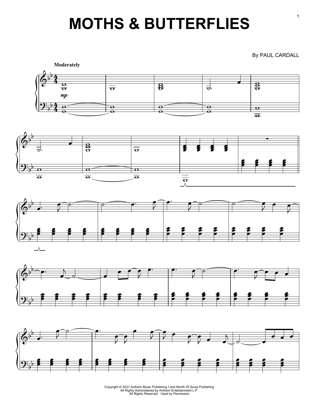 Download Paul Cardall Moths & Butterflies Sheet Music and learn how to play Piano Solo PDF digital score in minutes