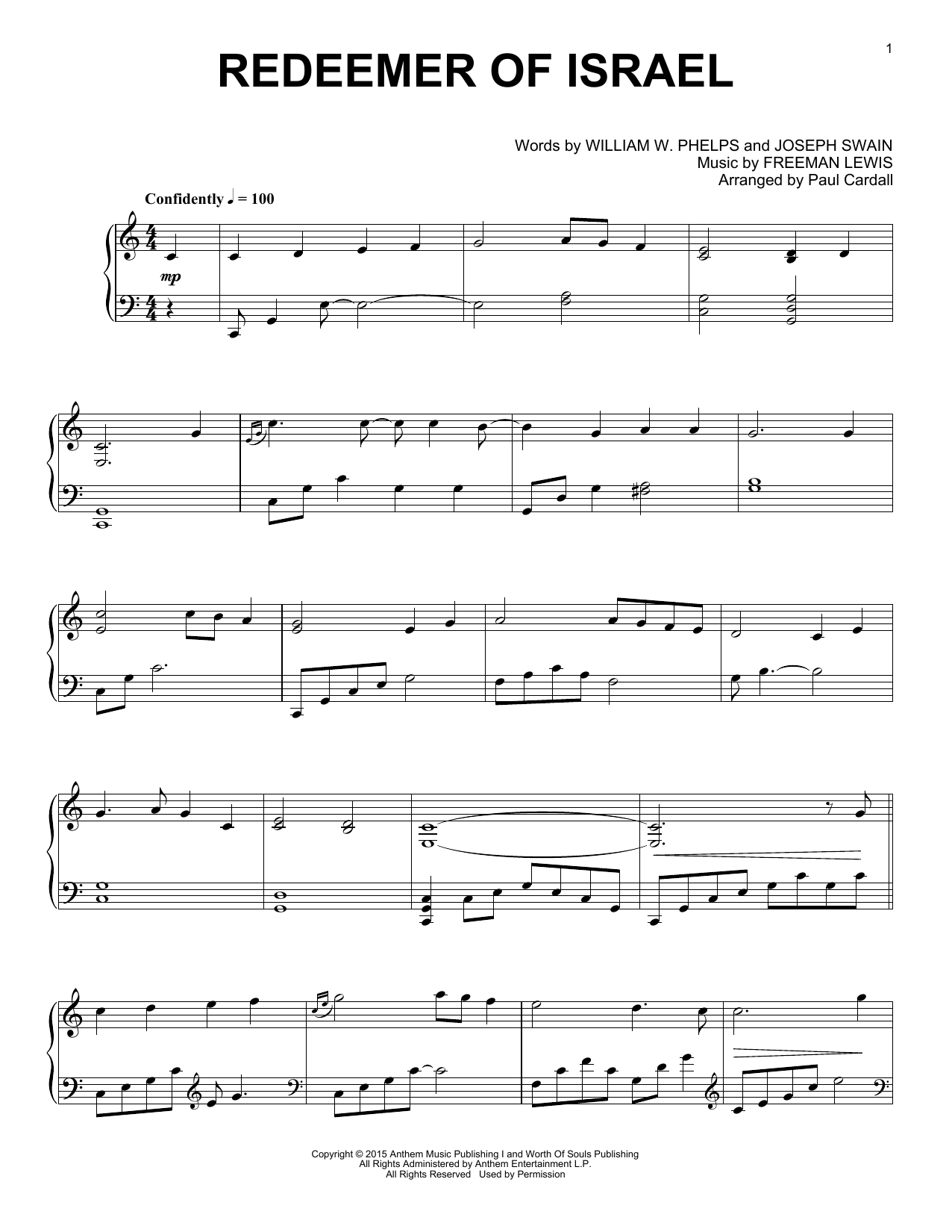 Download Paul Cardall Redeemer Of Israel Sheet Music and learn how to play Piano Solo PDF digital score in minutes