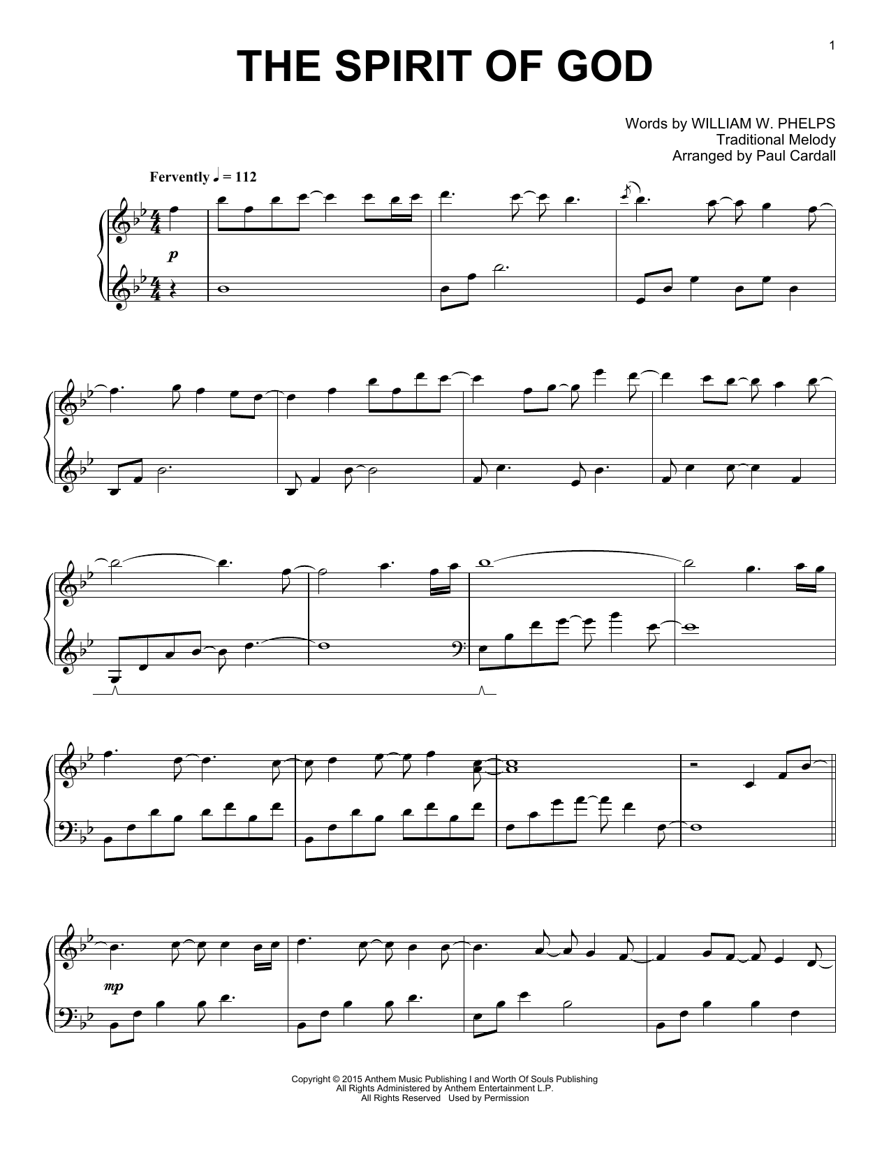 Download Paul Cardall The Spirit Of God Sheet Music and learn how to play Piano Solo PDF digital score in minutes