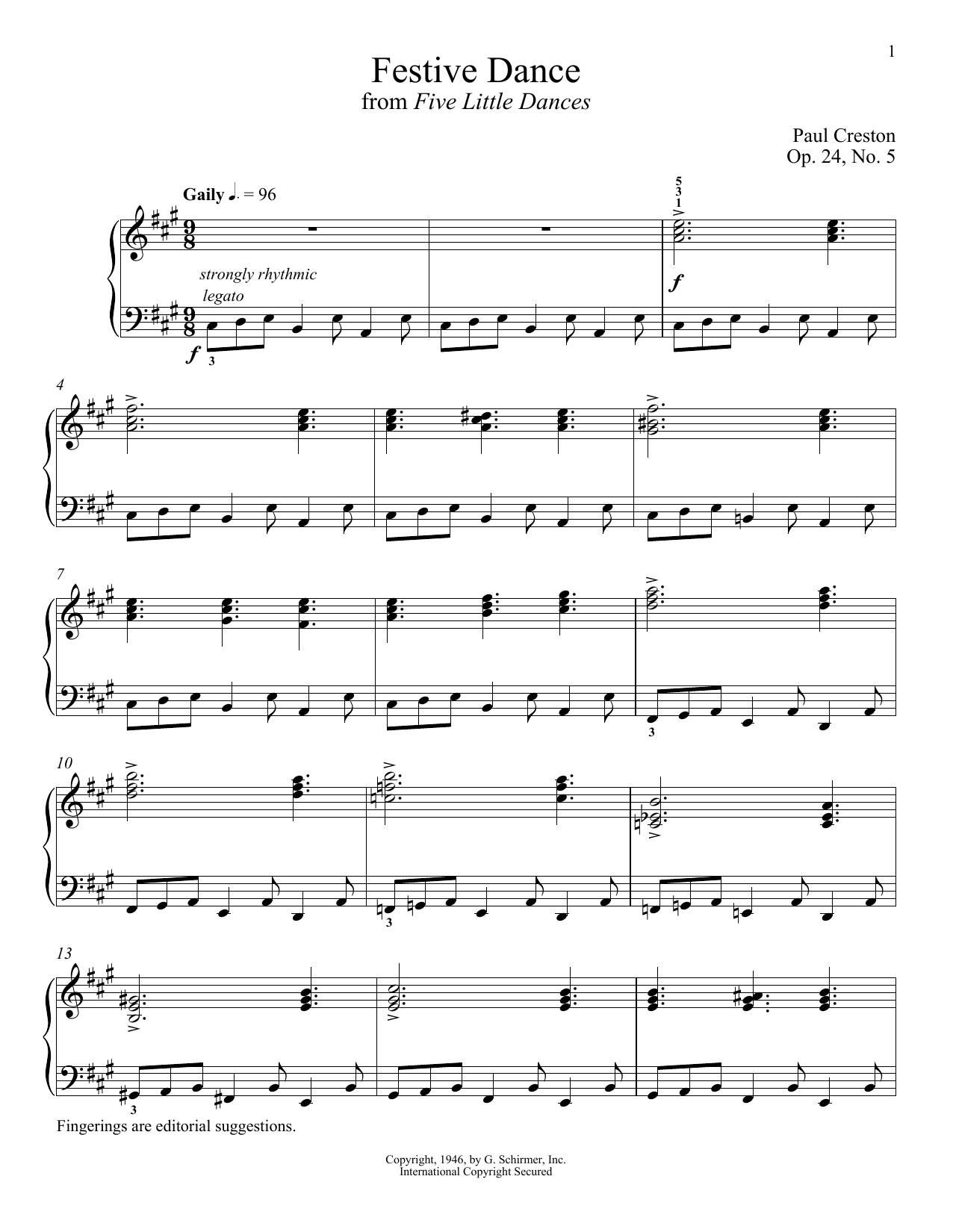 Download Paul Creston Festive Dance Sheet Music and learn how to play Piano PDF digital score in minutes