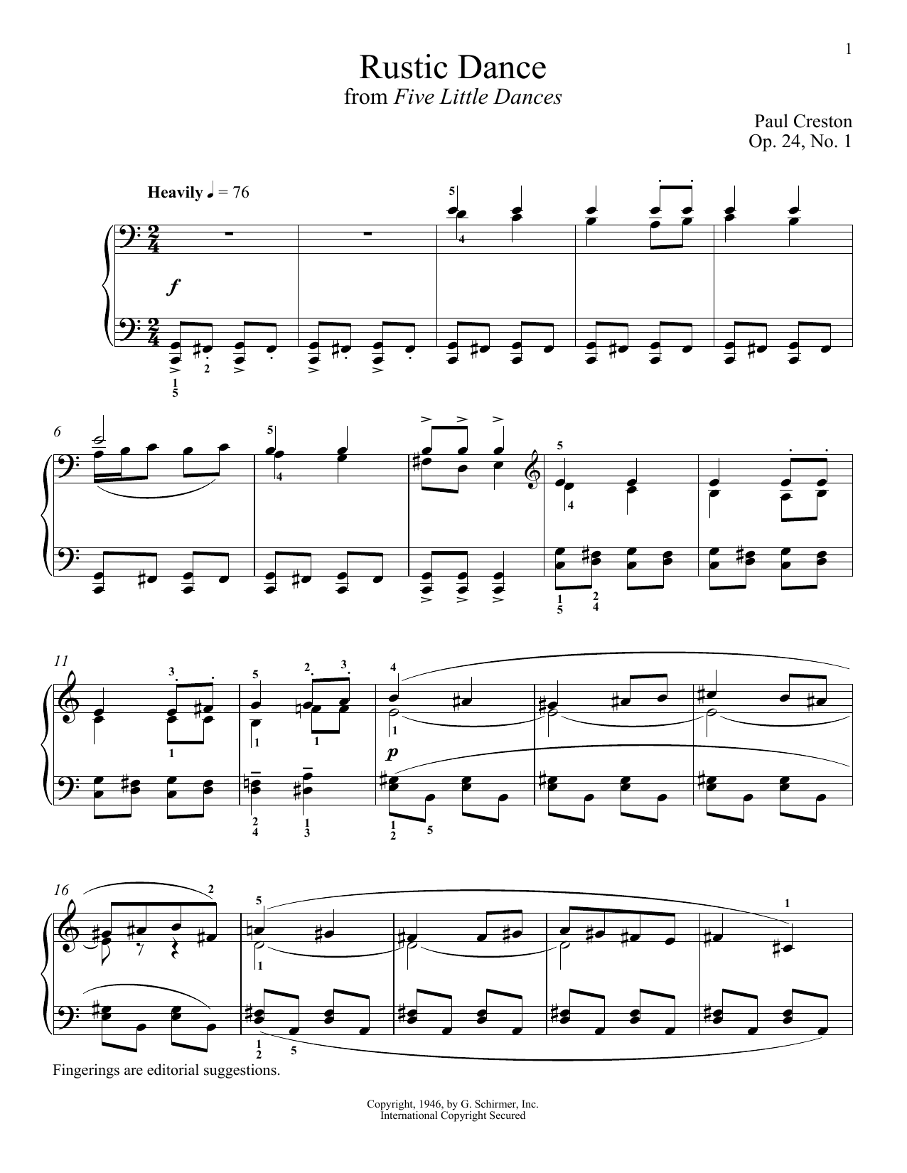 Download Paul Creston Rustic Dance Sheet Music and learn how to play Piano PDF digital score in minutes