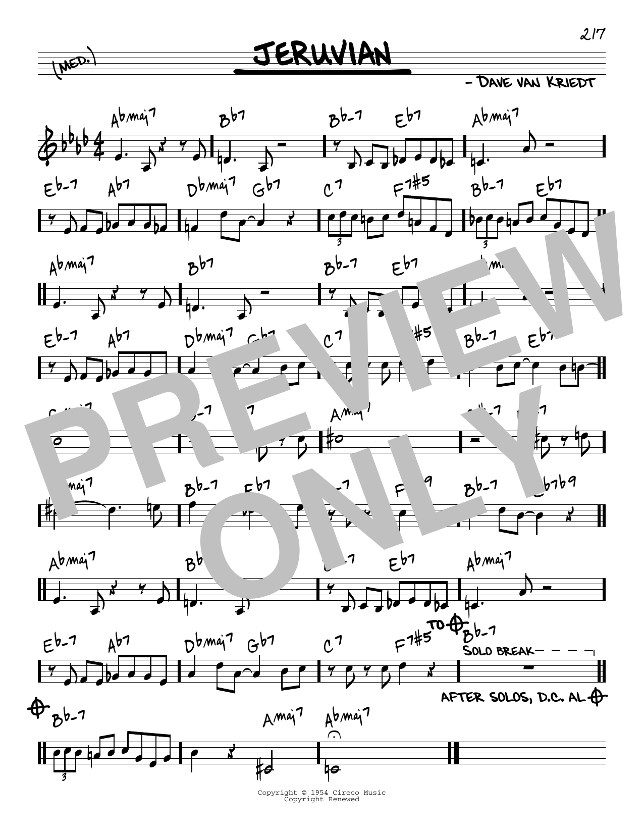 Download Paul Desmond Jeruvian Sheet Music and learn how to play Real Book – Melody & Chords PDF digital score in minutes
