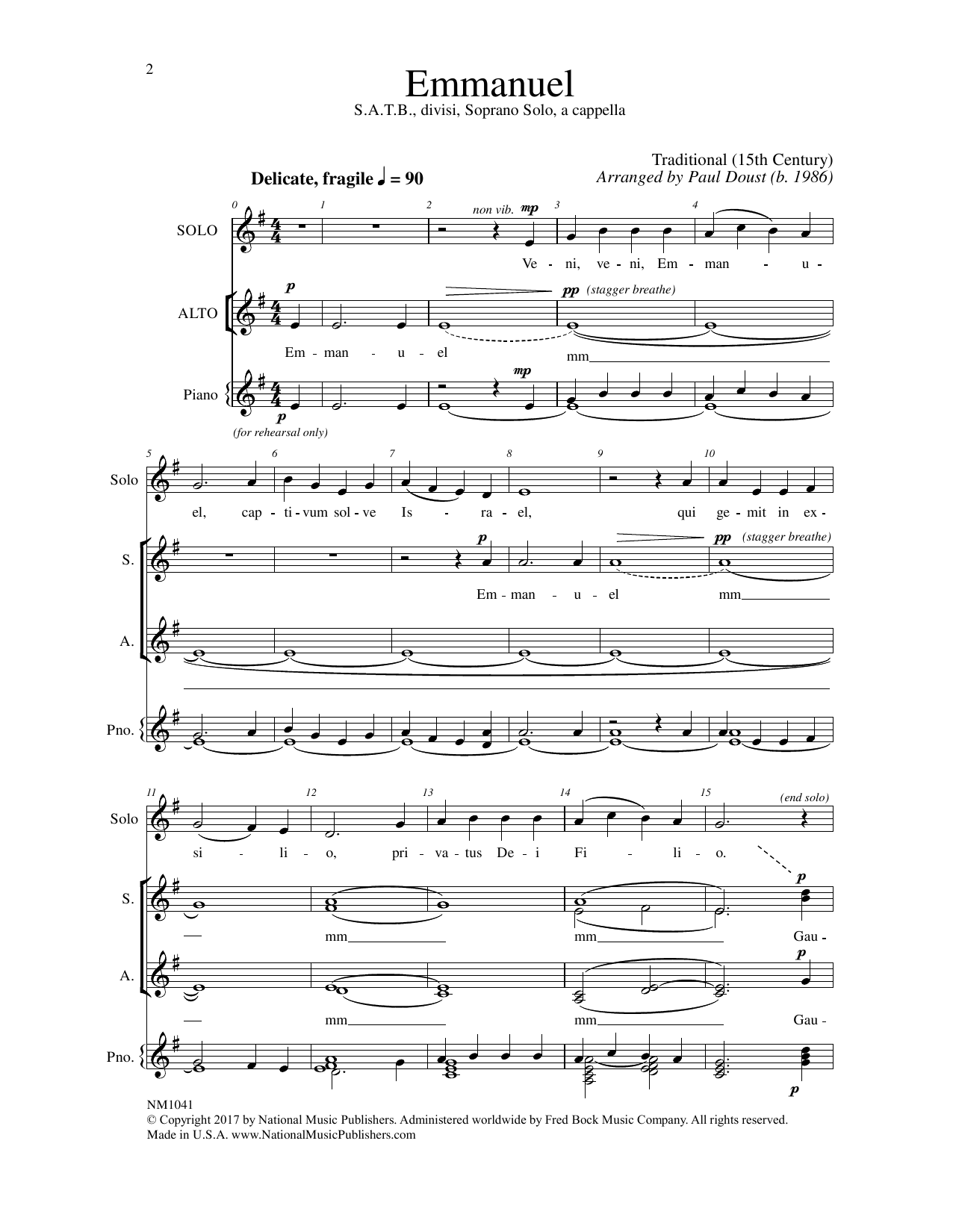 Download Paul Doust Emmanuel Sheet Music and learn how to play SATB Choir PDF digital score in minutes