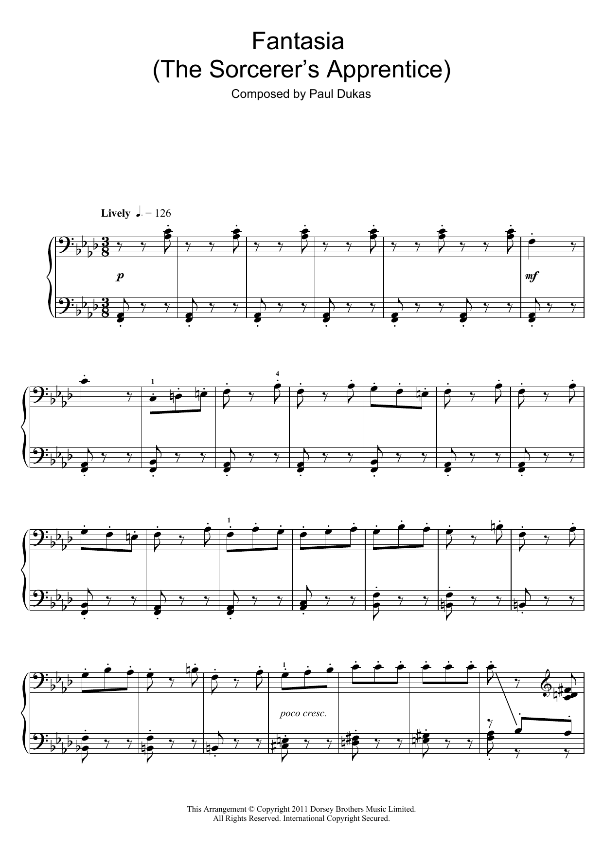 Download Paul Dukas Fantasia (The Sorcerer's Apprentice) Sheet Music and learn how to play Piano PDF digital score in minutes