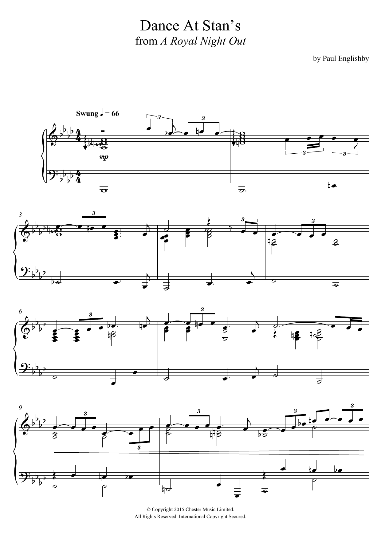 Download Paul Englishby Dance At Stan's (From 'A Royal Night Out') Sheet Music and learn how to play Piano PDF digital score in minutes