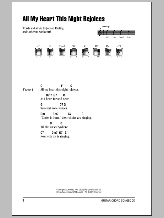 Download Paul Gerhardt All My Heart This Night Rejoices Sheet Music and learn how to play Lyrics & Chords PDF digital score in minutes