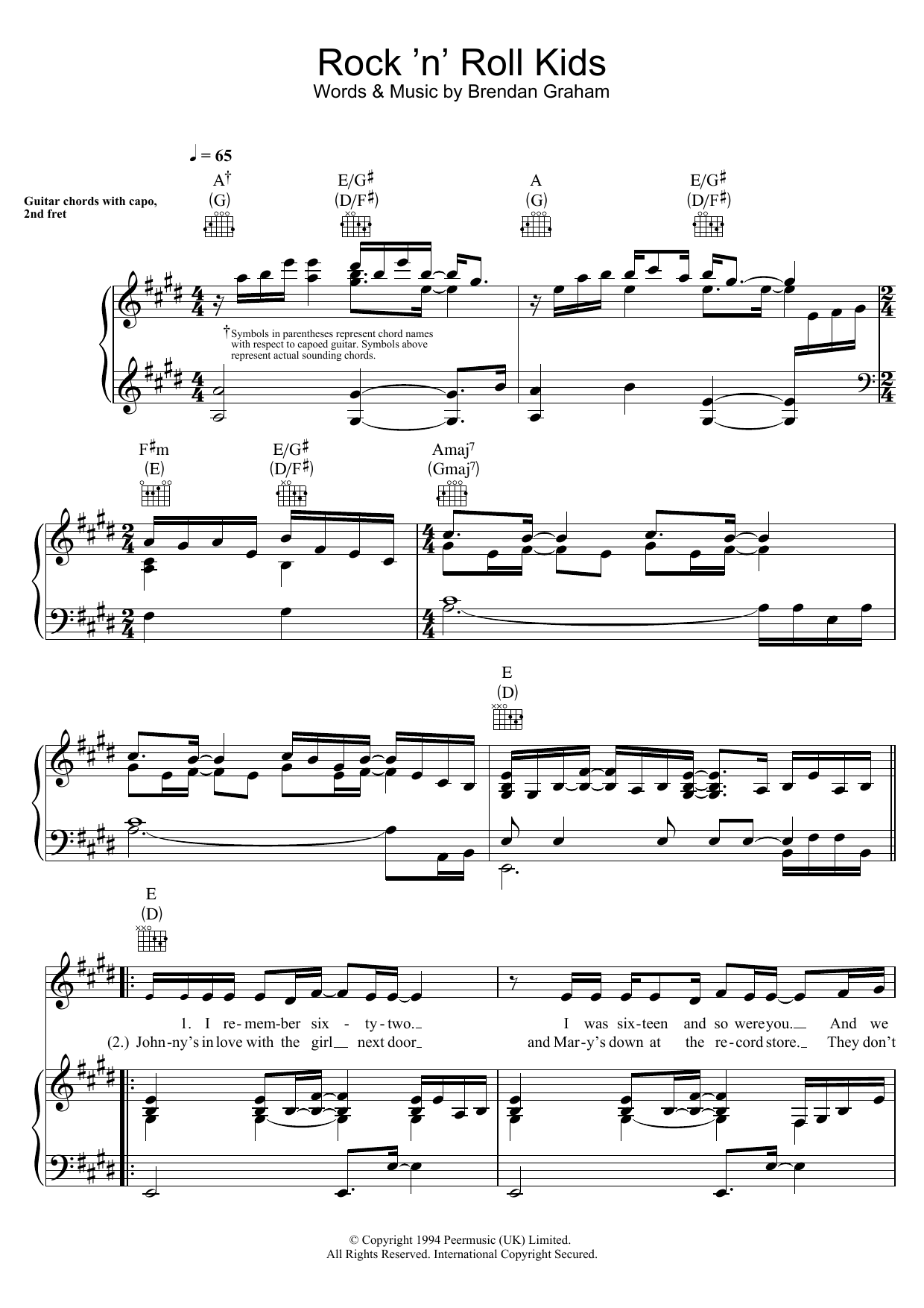 Download Paul Harrington Rock 'N' Roll Kids Sheet Music and learn how to play Piano, Vocal & Guitar PDF digital score in minutes