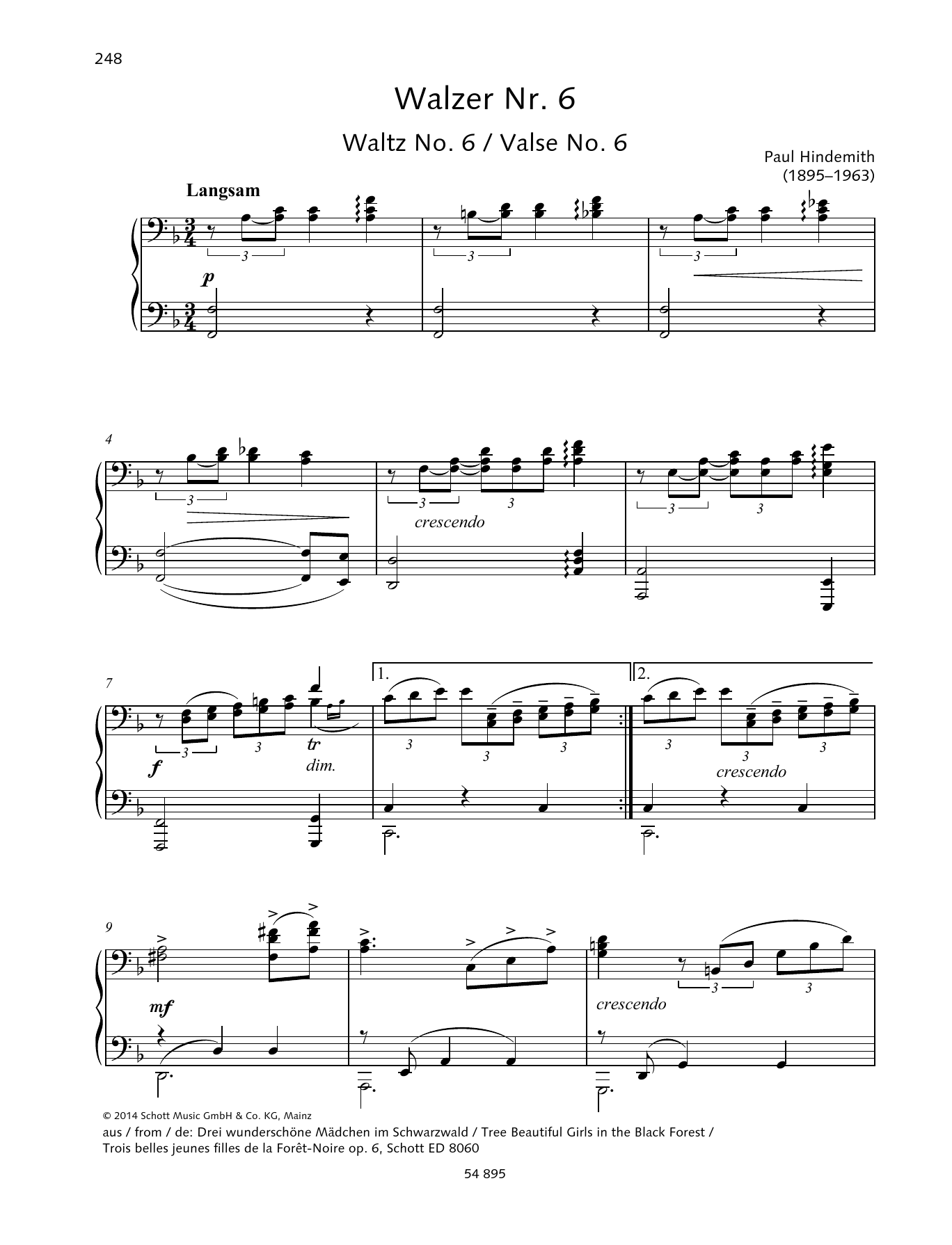 Download Paul Hindemith Waltz No. 6 Sheet Music and learn how to play Piano Duet PDF digital score in minutes
