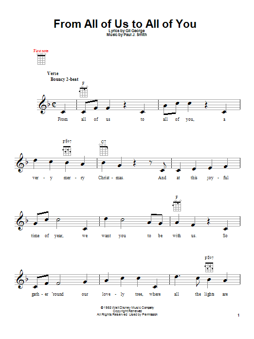Download Paul J. Smith From All Of Us To All Of You Sheet Music and learn how to play Ukulele PDF digital score in minutes