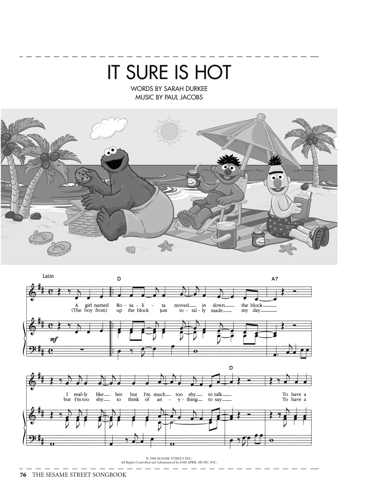 Download Paul Jacobs It Sure Is Hot (from Sesame Street) Sheet Music and learn how to play Piano, Vocal & Guitar Chords (Right-Hand Melody) PDF digital score in minutes