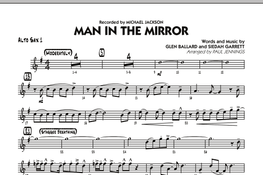Download Paul Jennings Man In The Mirror - Alto Sax 1 Sheet Music and learn how to play Jazz Ensemble PDF digital score in minutes