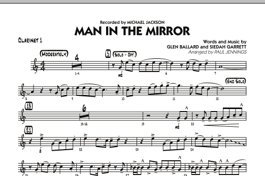 Download Paul Jennings Man In The Mirror - Bb Clarinet 1 Sheet Music and learn how to play Jazz Ensemble PDF digital score in minutes