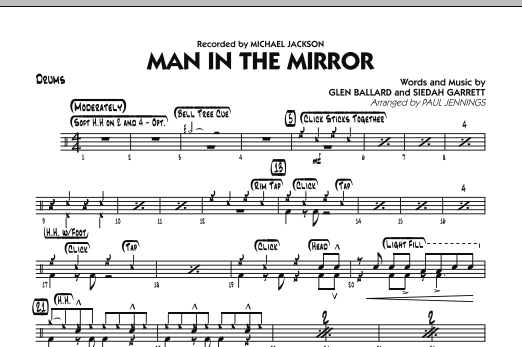 Download Paul Jennings Man In The Mirror - Drums Sheet Music and learn how to play Jazz Ensemble PDF digital score in minutes