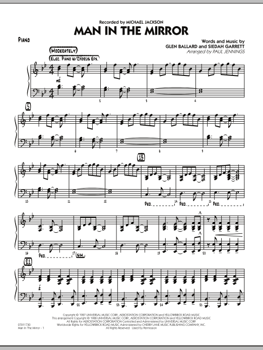 Download Paul Jennings Man In The Mirror - Piano Sheet Music and learn how to play Jazz Ensemble PDF digital score in minutes