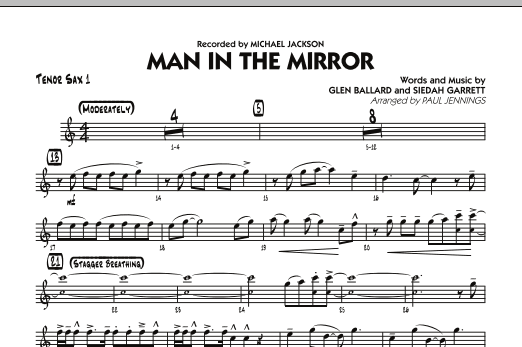 Download Paul Jennings Man In The Mirror - Tenor Sax 1 Sheet Music and learn how to play Jazz Ensemble PDF digital score in minutes