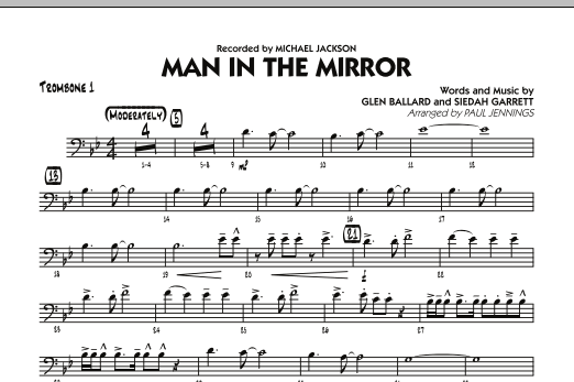 Download Paul Jennings Man In The Mirror - Trombone 1 Sheet Music and learn how to play Jazz Ensemble PDF digital score in minutes