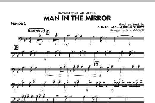 Download Paul Jennings Man In The Mirror - Trombone 2 Sheet Music and learn how to play Jazz Ensemble PDF digital score in minutes