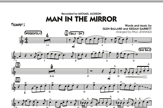 Download Paul Jennings Man In The Mirror - Trumpet 1 Sheet Music and learn how to play Jazz Ensemble PDF digital score in minutes