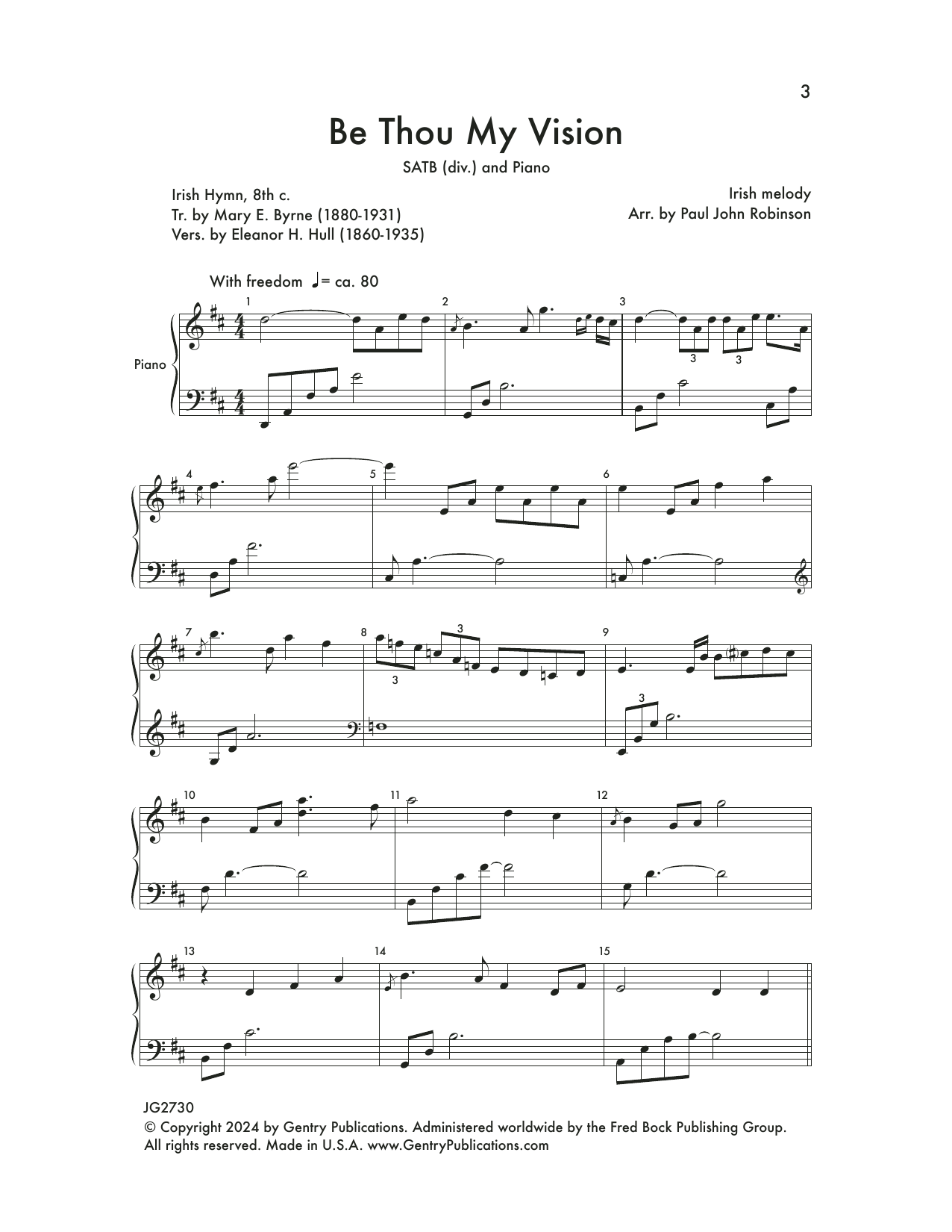 Download Paul John Robinson Be Thou My Vision Sheet Music and learn how to play Choir PDF digital score in minutes