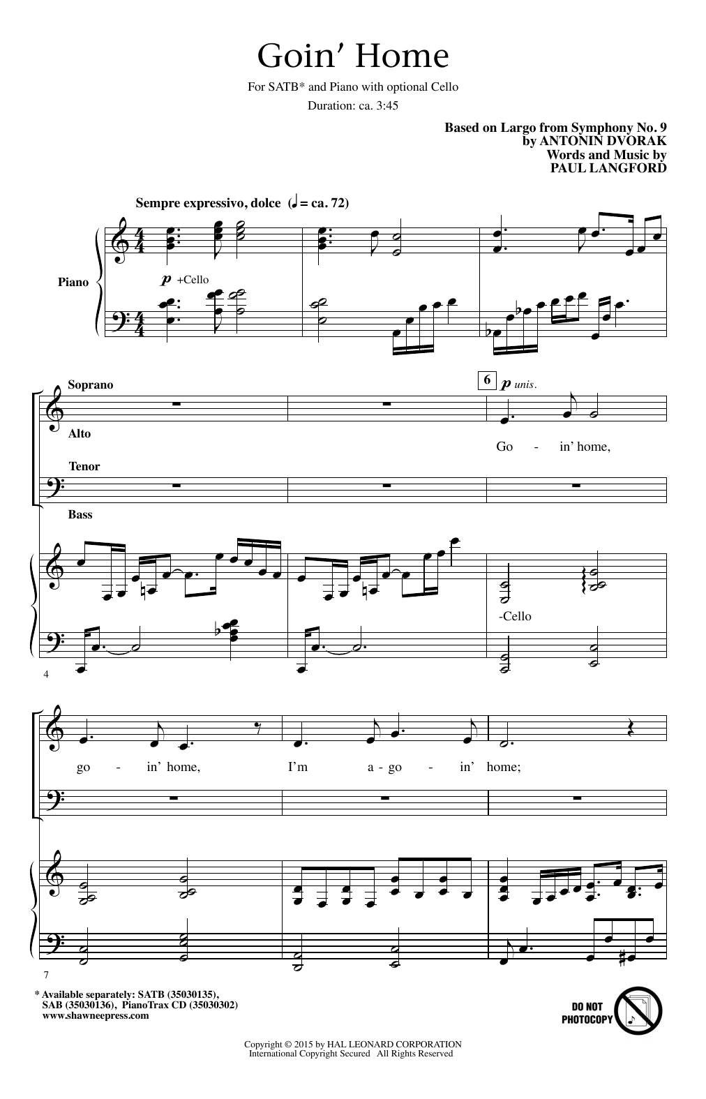 Download Paul Langford Goin' Home Sheet Music and learn how to play SAB PDF digital score in minutes