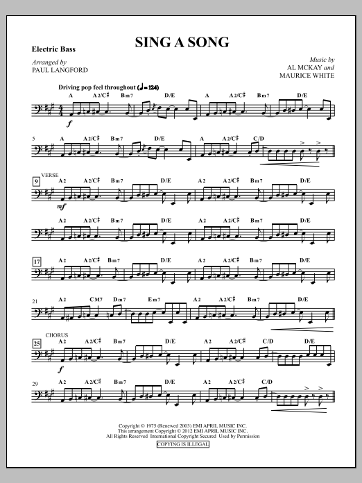 Download Paul Langford Sing A Song - Bass Sheet Music and learn how to play Choir Instrumental Pak PDF digital score in minutes