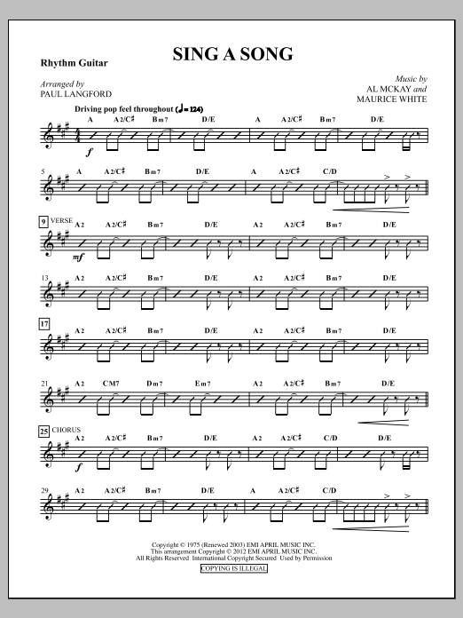 Download Paul Langford Sing A Song - Guitar Sheet Music and learn how to play Choir Instrumental Pak PDF digital score in minutes