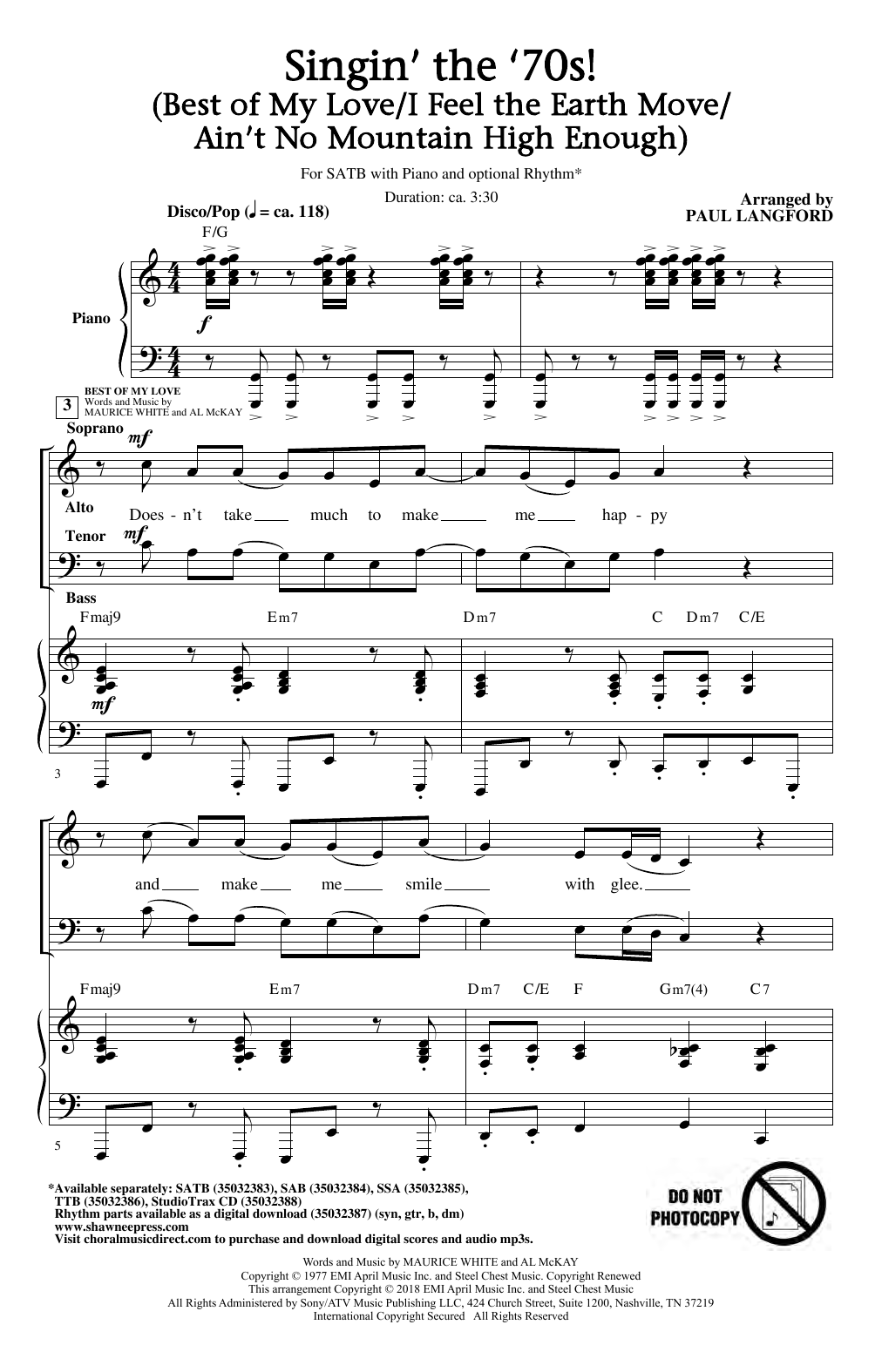 Download Paul Langford Singin' The 70's (arr. Paul Langford) Sheet Music and learn how to play SAB Choir PDF digital score in minutes