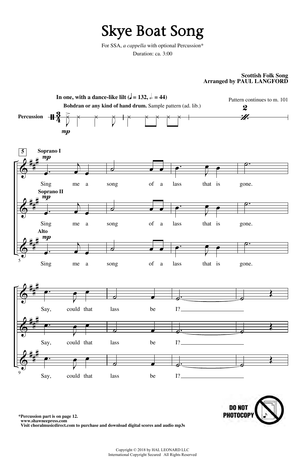 Download Paul Langford Skye Boat Song Sheet Music and learn how to play SSA Choir PDF digital score in minutes