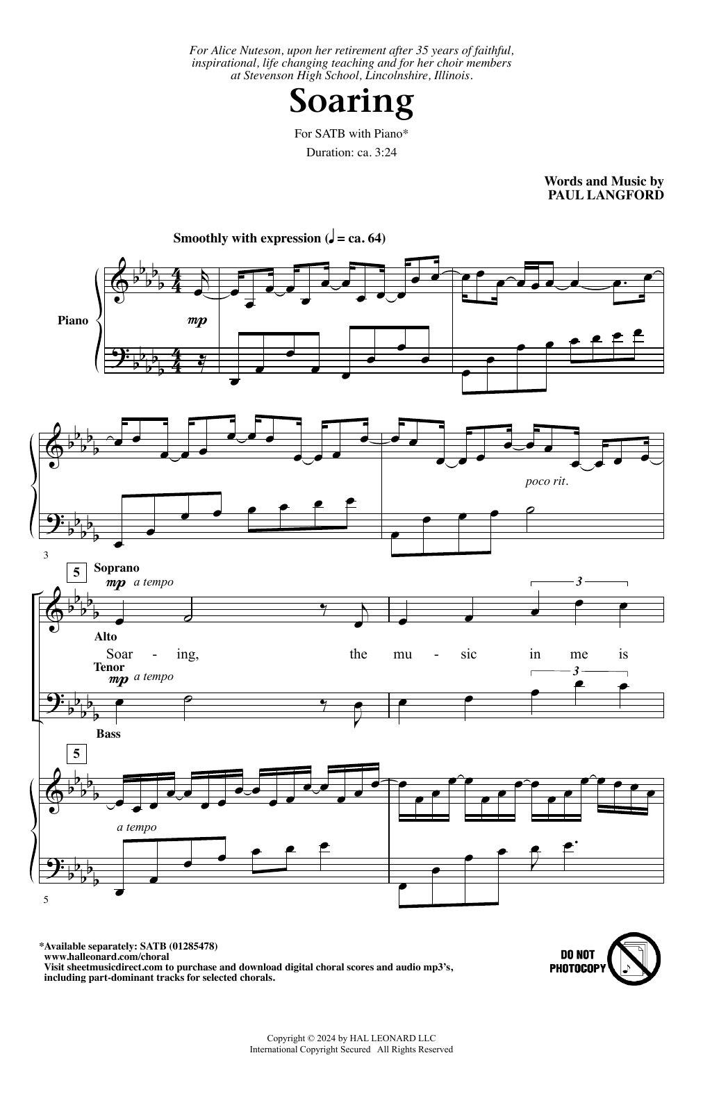 Download Paul Langford Soaring Sheet Music and learn how to play SATB Choir PDF digital score in minutes