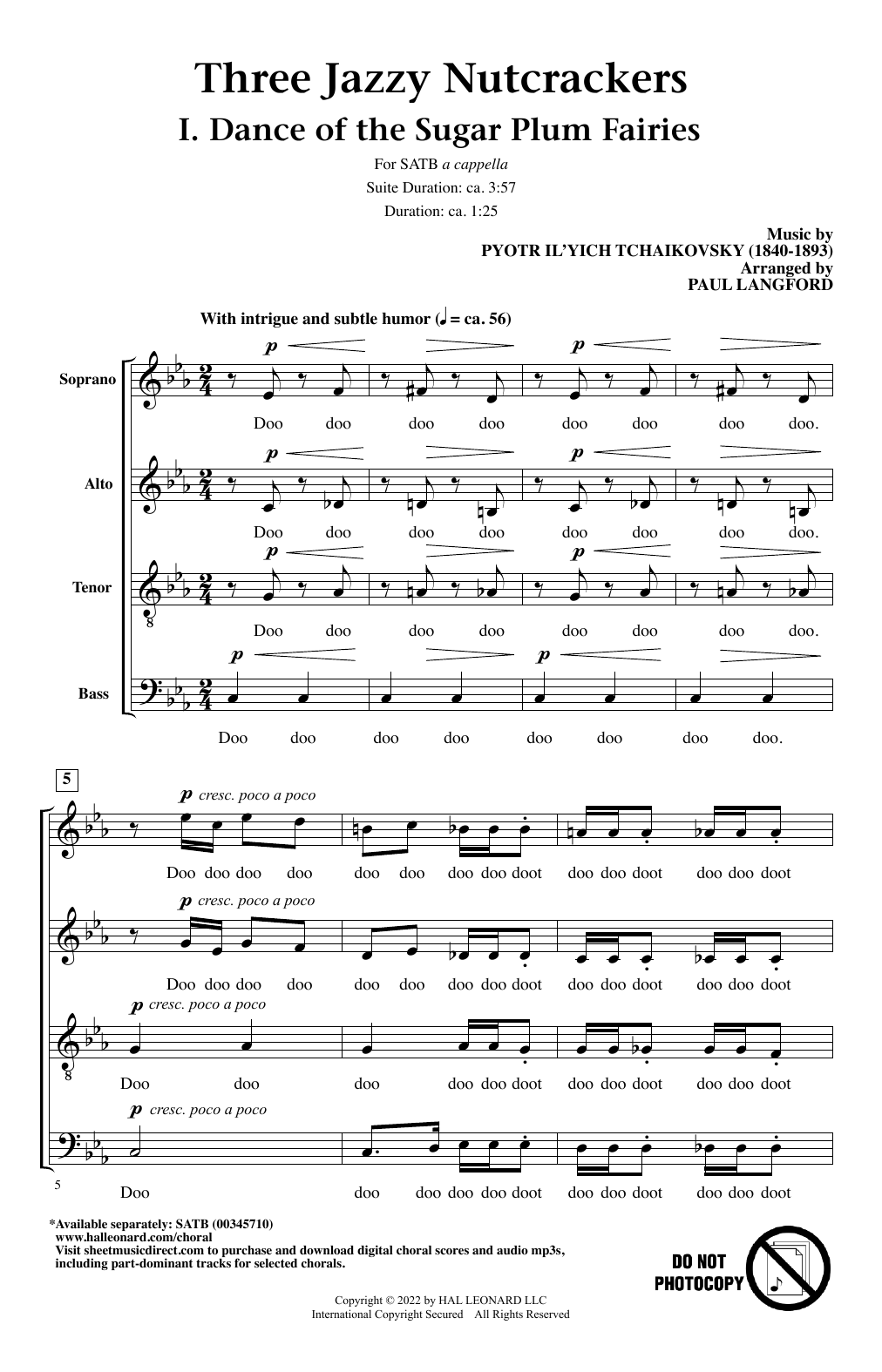 Download Paul Langford Three Jazzy Nutcrackers Sheet Music and learn how to play SATB Choir PDF digital score in minutes