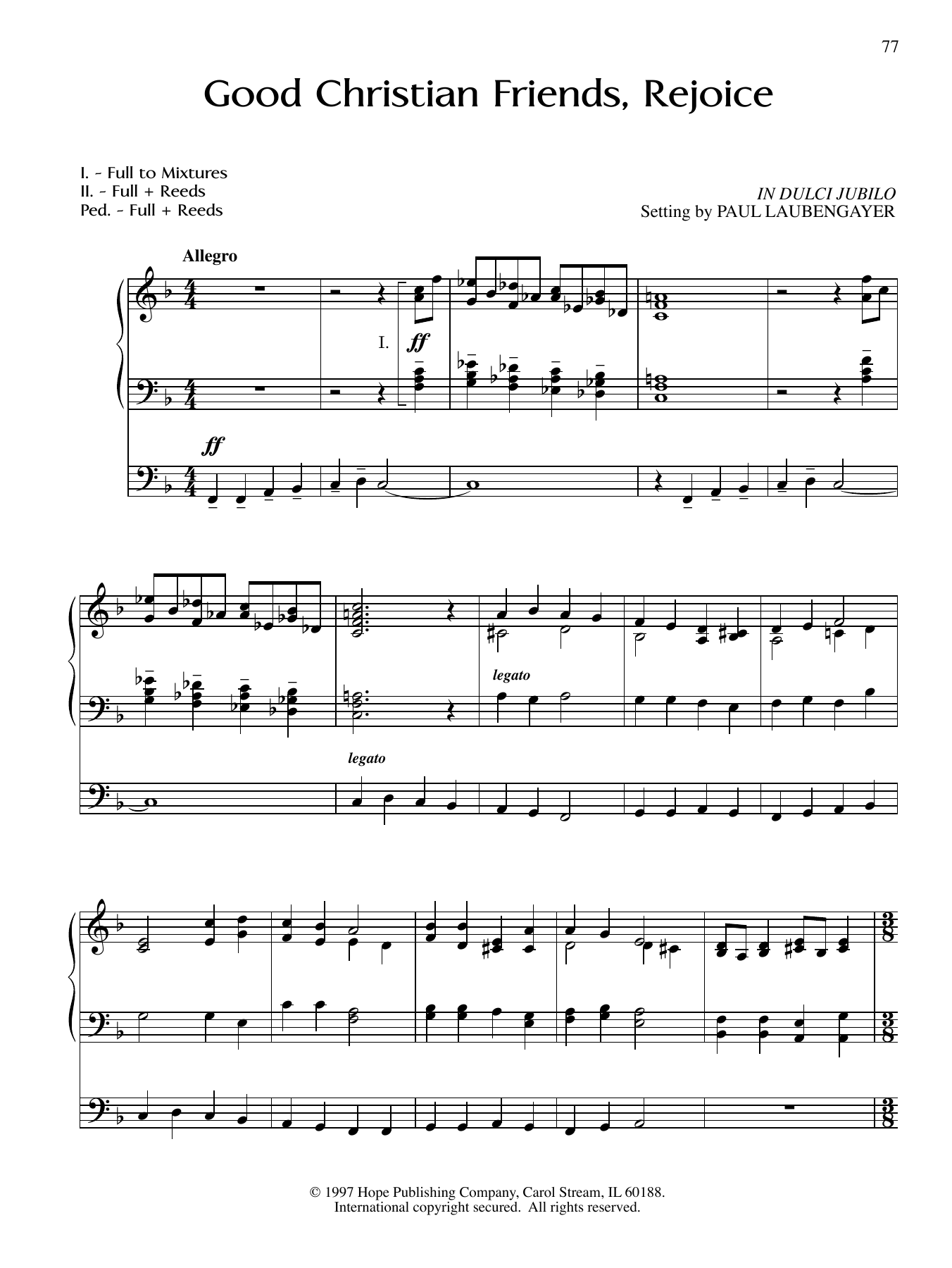 Download PAUL LAUNBENGAYER Good Christian Friends, Rejoice Sheet Music and learn how to play Organ PDF digital score in minutes