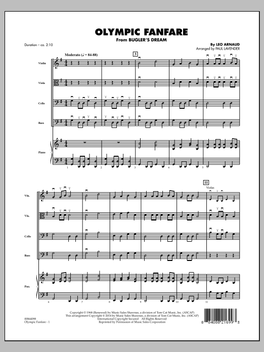 Download Paul Lavender Olympic Fanfare (Bugler's Dream) - Conductor Score (Full Score) Sheet Music and learn how to play Orchestra PDF digital score in minutes