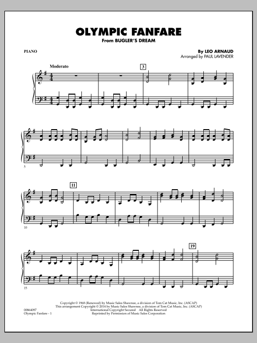 Download Paul Lavender Olympic Fanfare (Bugler's Dream) - Piano Sheet Music and learn how to play Orchestra PDF digital score in minutes