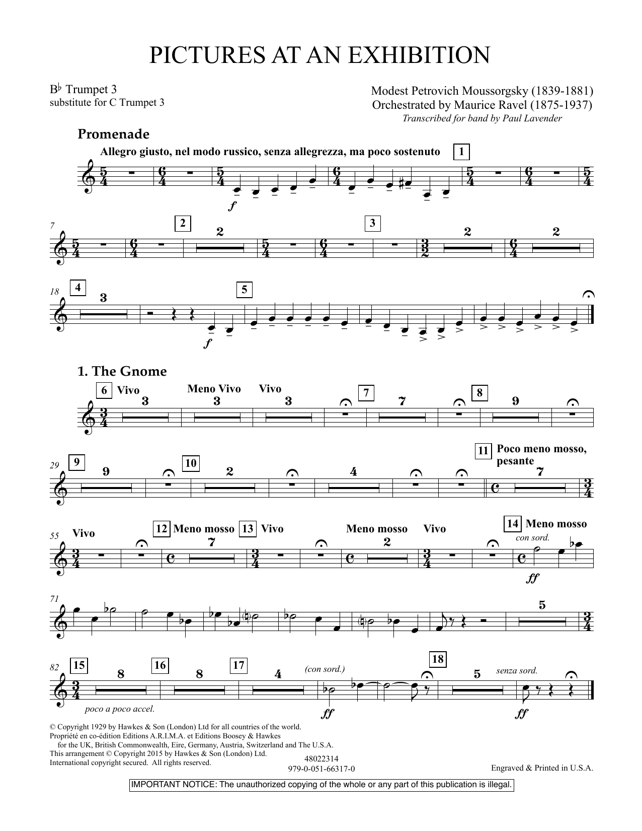 Download Paul Lavender Pictures at an Exhibition - Bb Trumpet Parts - Digital Only - Bb Trumpet 3 (sub. Sheet Music and learn how to play Concert Band PDF digital score in minutes