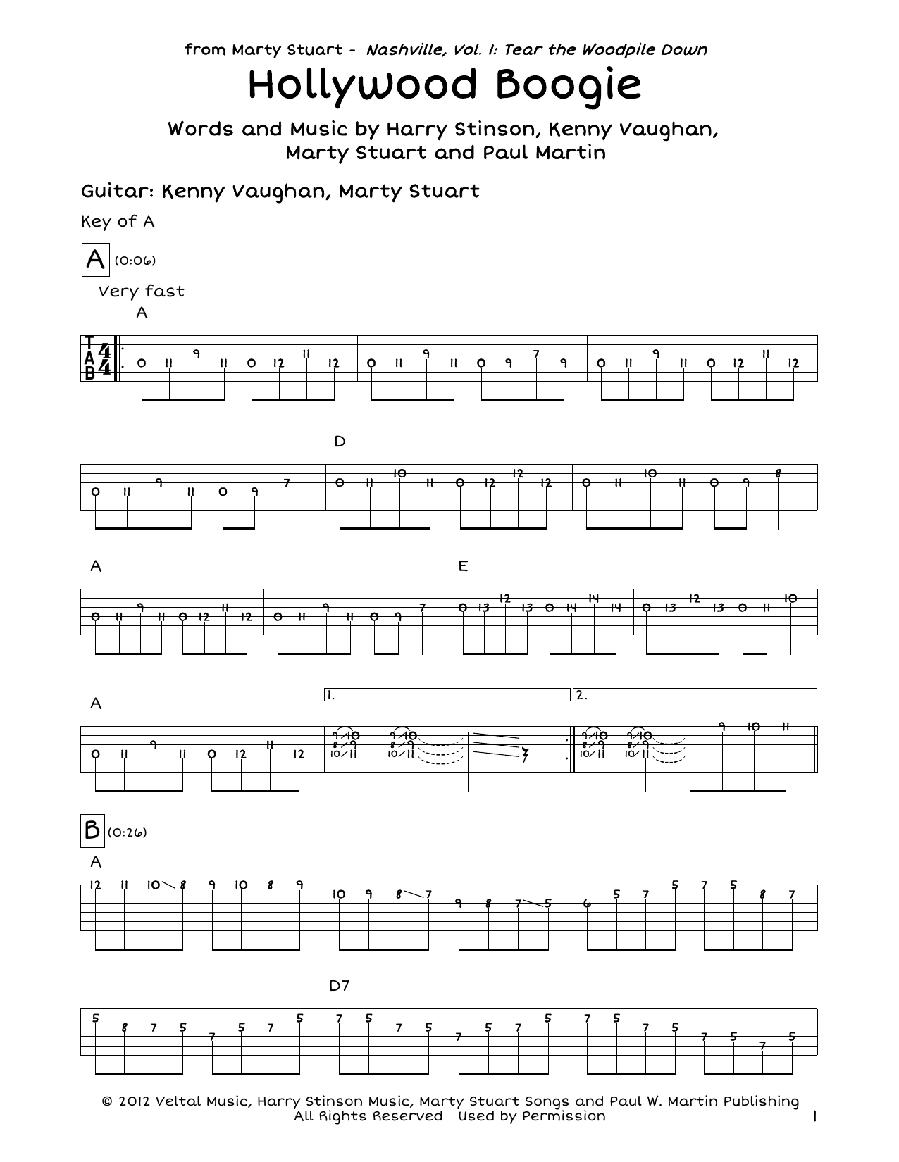 Download Paul Martin Hollywood Boogie Sheet Music and learn how to play Guitar Tab PDF digital score in minutes