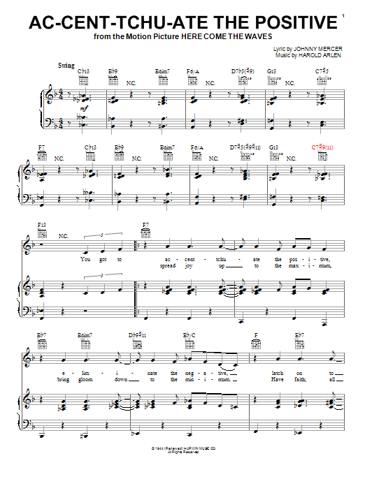Download Paul McCartney Ac-cent-tchu-ate The Positive Sheet Music and learn how to play Piano, Vocal & Guitar (Right-Hand Melody) PDF digital score in minutes