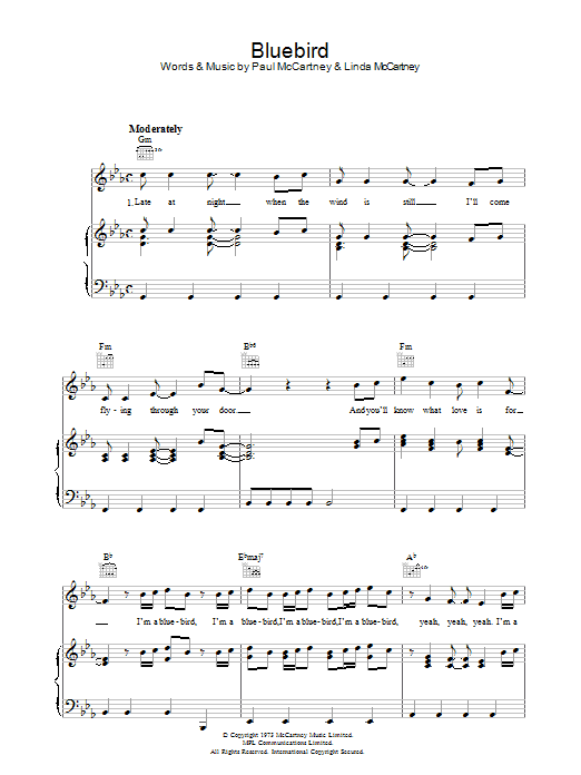 Download Paul McCartney Bluebird Sheet Music and learn how to play Lyrics & Chords PDF digital score in minutes
