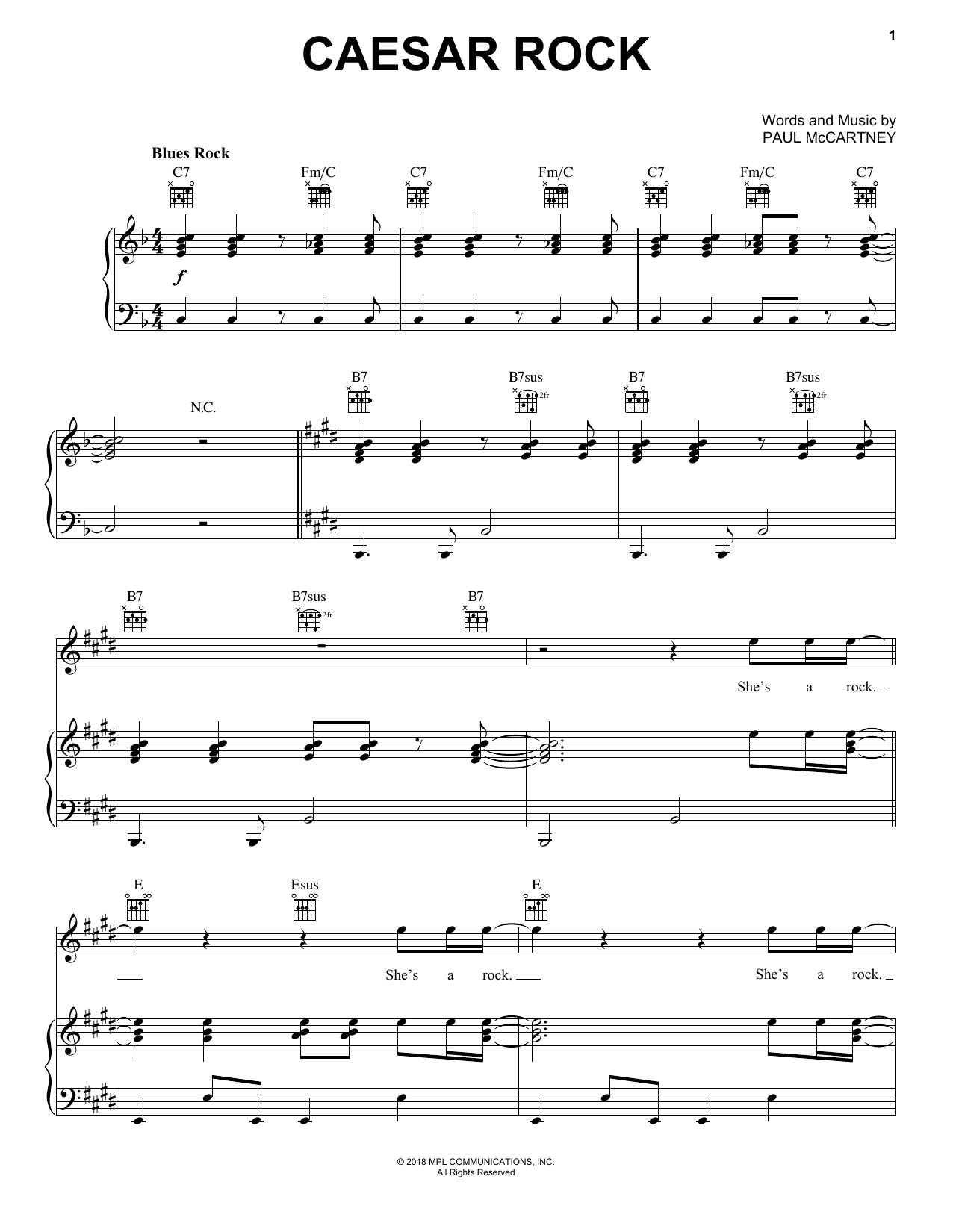 Download Paul McCartney Caesar Rock Sheet Music and learn how to play Piano, Vocal & Guitar Chords (Right-Hand Melody) PDF digital score in minutes