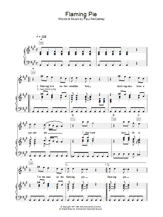 Download Paul McCartney Flaming Pie Sheet Music and learn how to play Lyrics & Chords PDF digital score in minutes