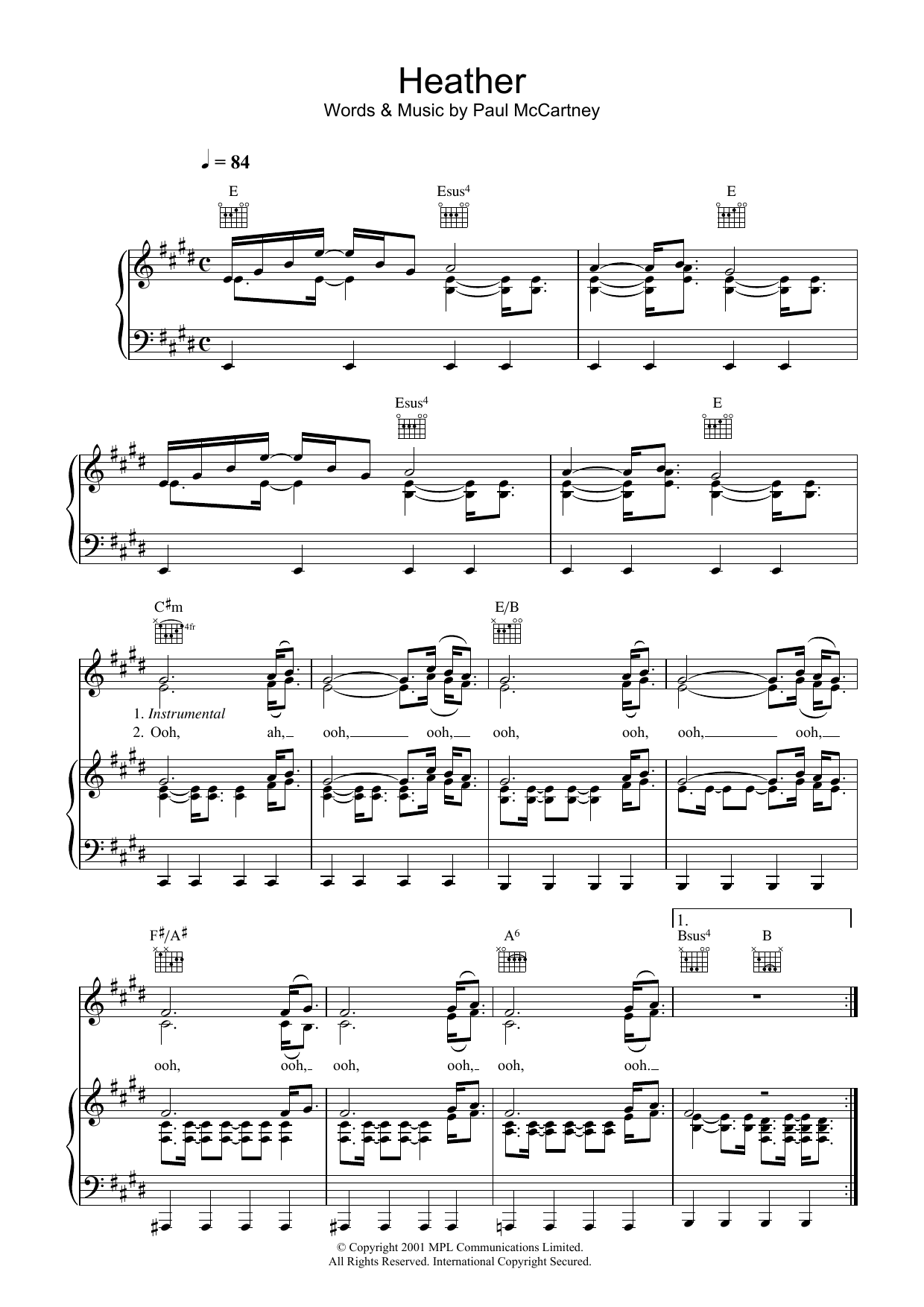Download Paul McCartney Heather Sheet Music and learn how to play Lyrics & Chords PDF digital score in minutes
