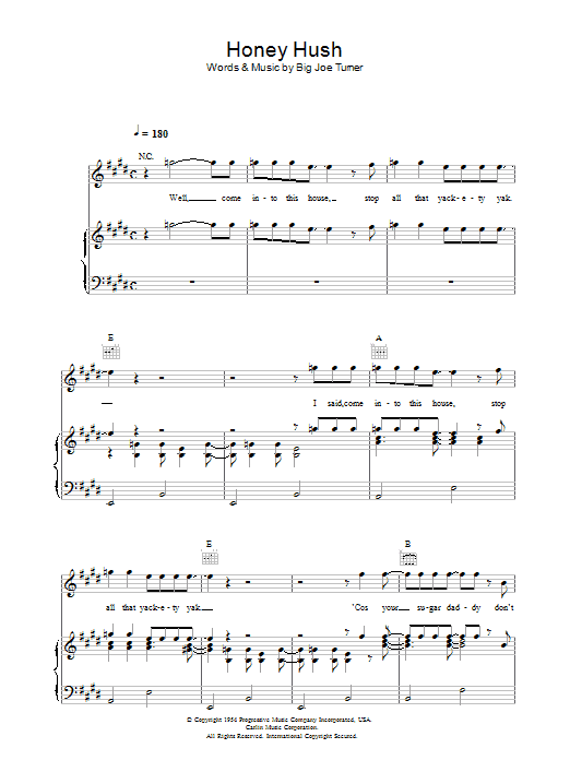 Download Paul McCartney Honey Hush Sheet Music and learn how to play Piano, Vocal & Guitar (Right-Hand Melody) PDF digital score in minutes