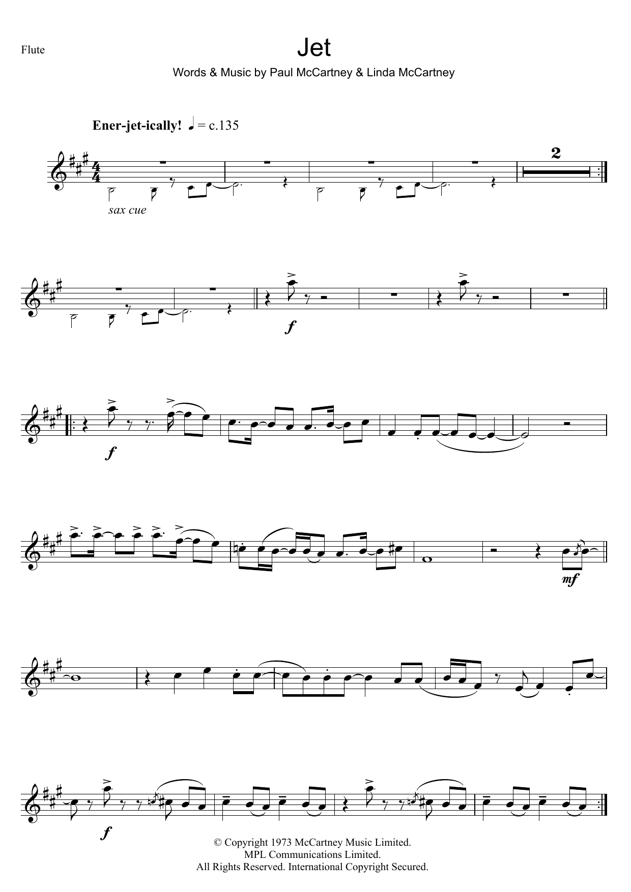 Download Paul McCartney Jet Sheet Music and learn how to play Easy Piano PDF digital score in minutes