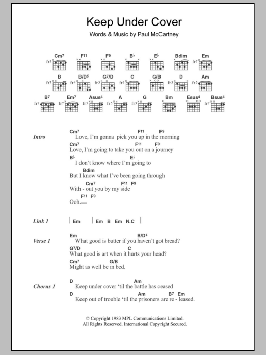 Download Paul McCartney Keep Under Cover Sheet Music and learn how to play Lyrics & Chords PDF digital score in minutes