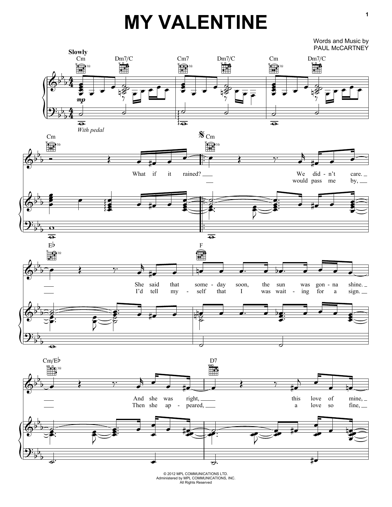 Download Paul McCartney My Valentine Sheet Music and learn how to play French Horn Solo PDF digital score in minutes