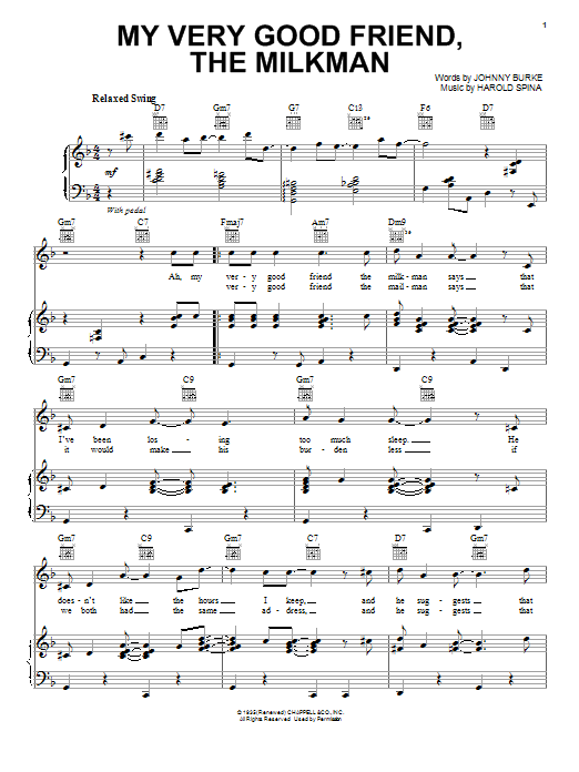 Download Paul McCartney My Very Good Friend, The Milkman Sheet Music and learn how to play Piano, Vocal & Guitar (Right-Hand Melody) PDF digital score in minutes