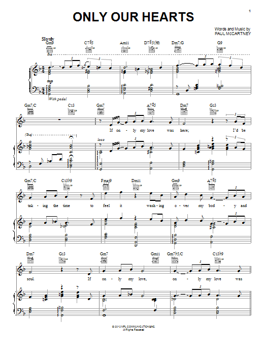 Download Paul McCartney Only Our Hearts Sheet Music and learn how to play Piano, Vocal & Guitar (Right-Hand Melody) PDF digital score in minutes